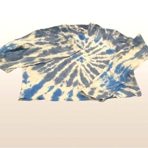 PAM & GELA blue & white, cropped, ltie-dye top. Size P